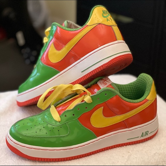 Nike Af1 Sz 12 Greenbean/Orange/Yellow/Wht - Picture 2 of 3